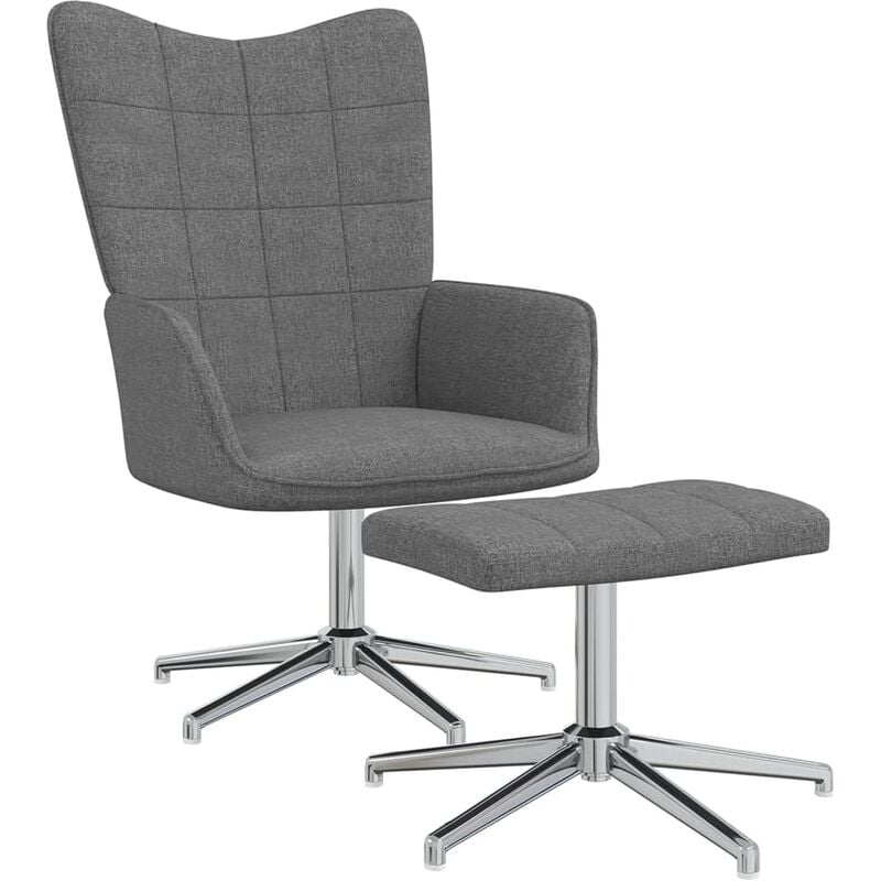 

Silla de relajación con reposapiés de tela gris oscuro