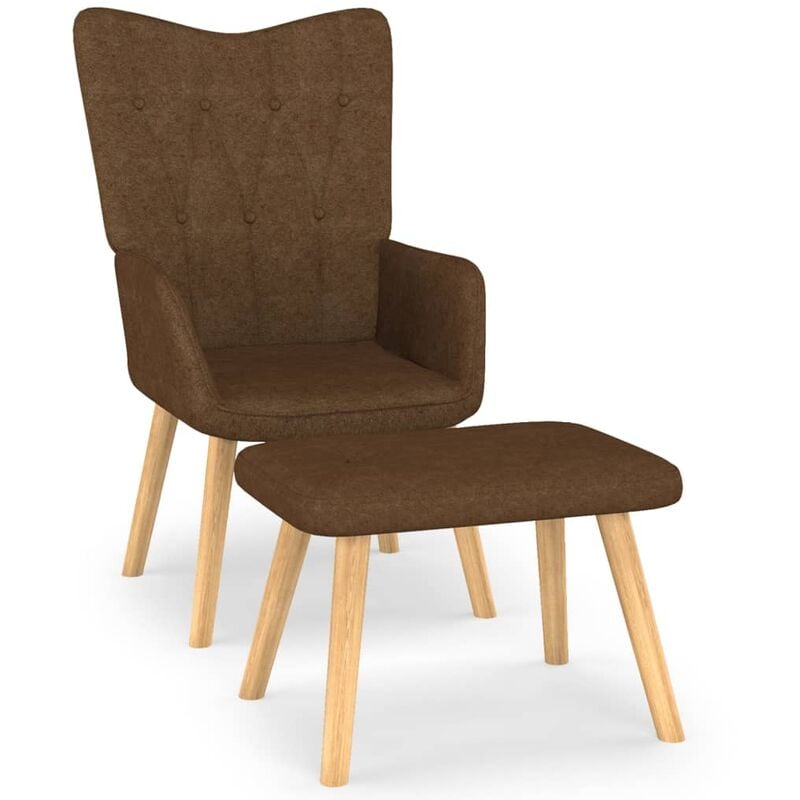 

Silla de relajación con reposapiés de tela marrón