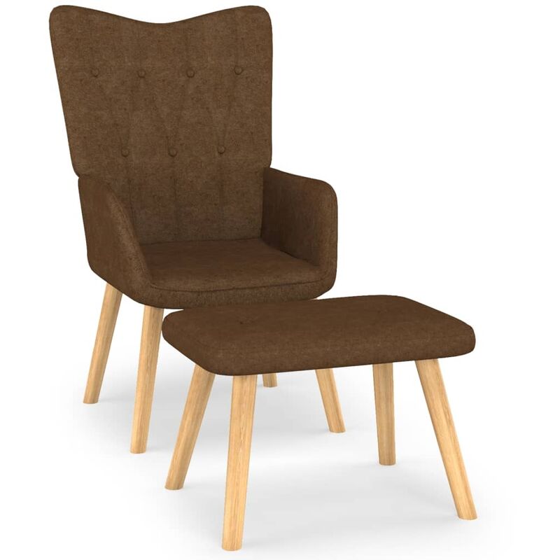 

Silla de relajación con reposapiés de tela marrón