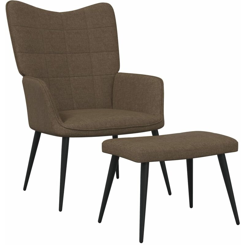 

Silla de relajación con reposapiés de tela marrón