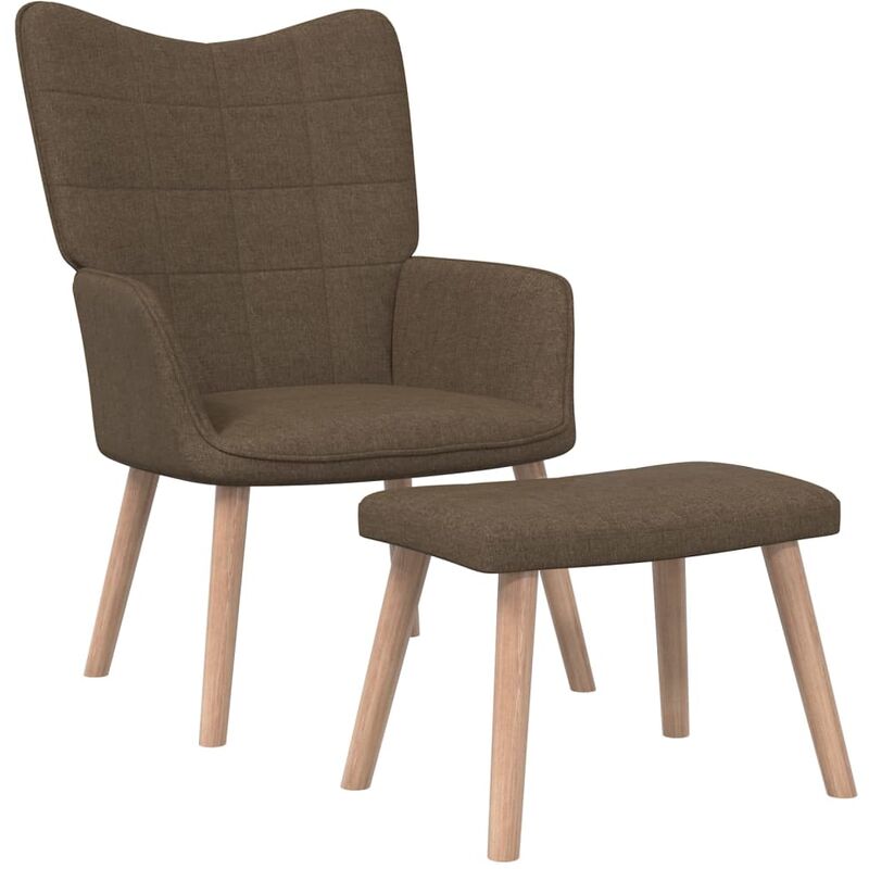 

Silla de relajación con reposapiés de tela marrón