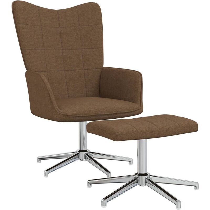 

Silla de relajación con reposapiés de tela marrón