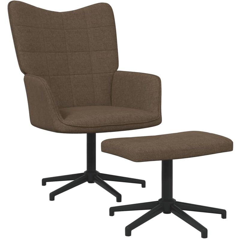 

Silla de relajación con reposapiés de tela marrón