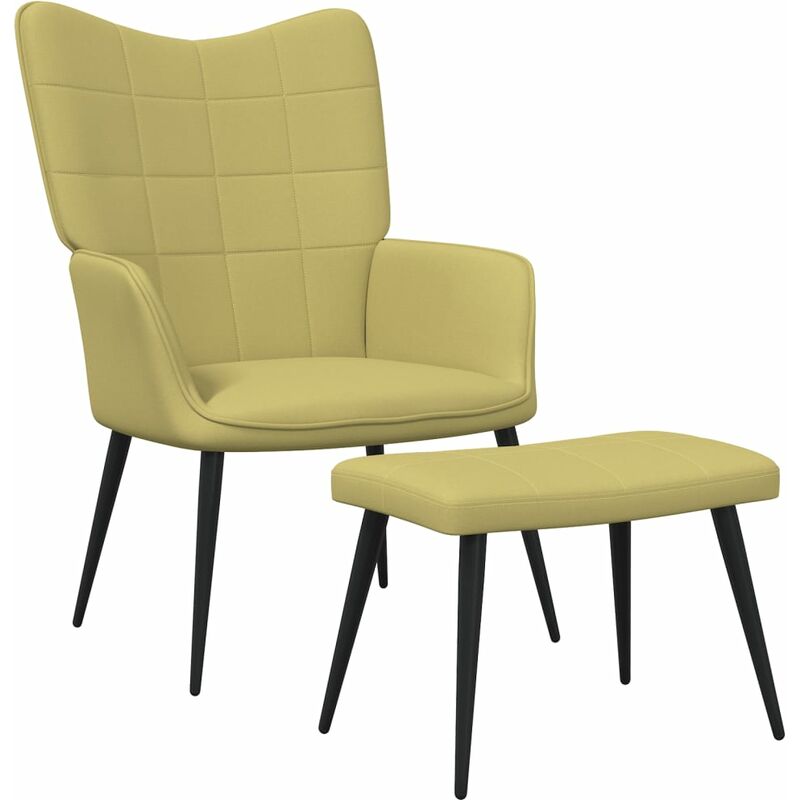 

Silla de relajación con reposapiés de tela verde