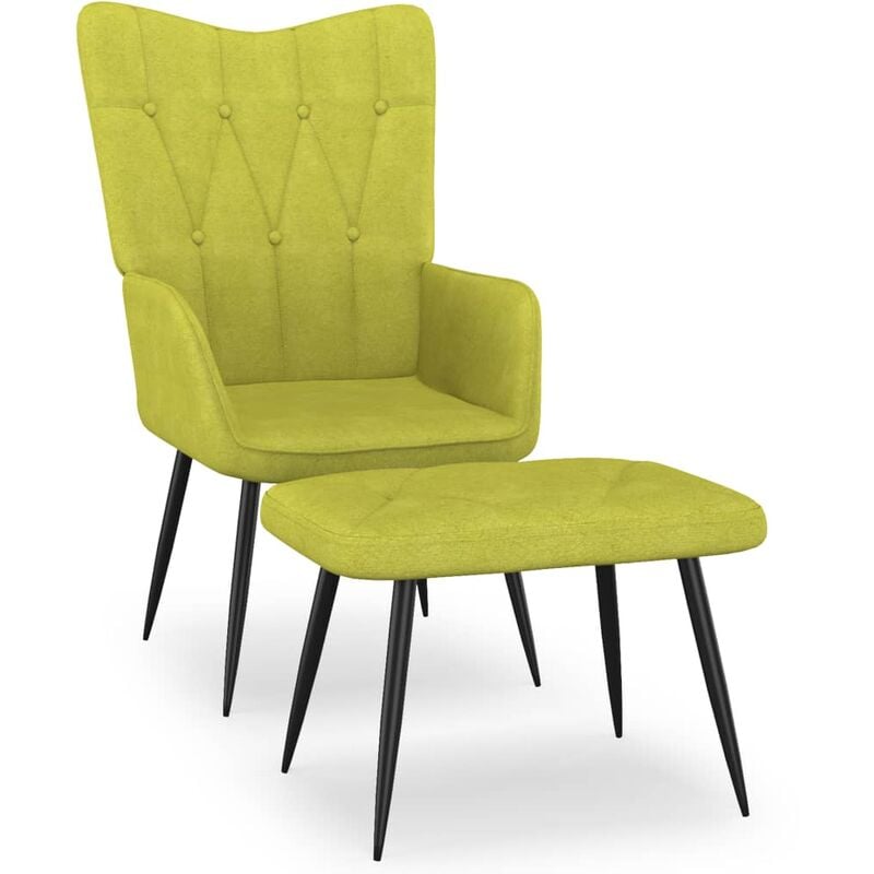 

Silla de relajación con reposapiés de tela verde