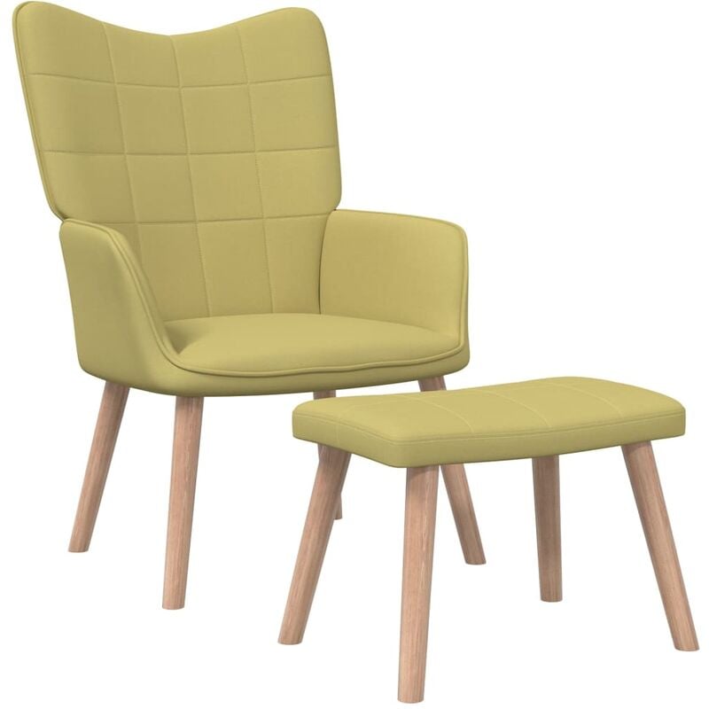 

Silla de relajación con reposapiés de tela verde