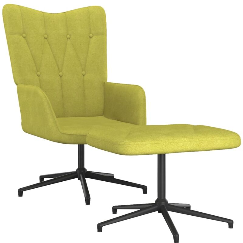 

Silla de relajación con reposapiés de tela verde