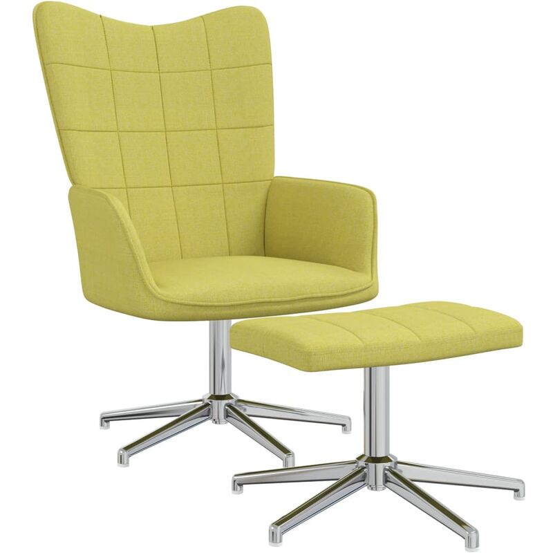 

Silla de relajación con reposapiés de tela verde