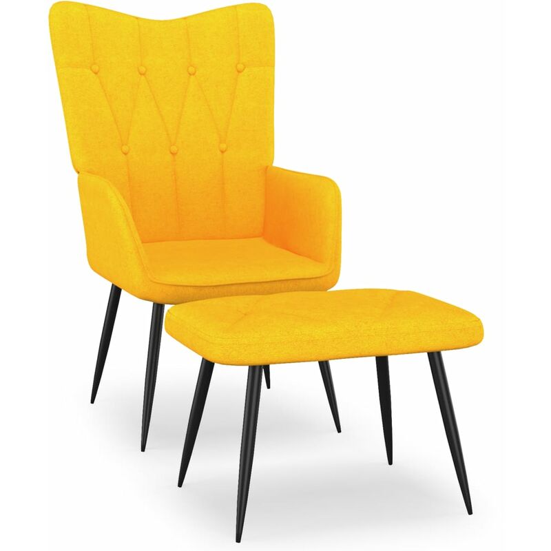 

Silla de relajación con reposapiés tela amarillo mostaza