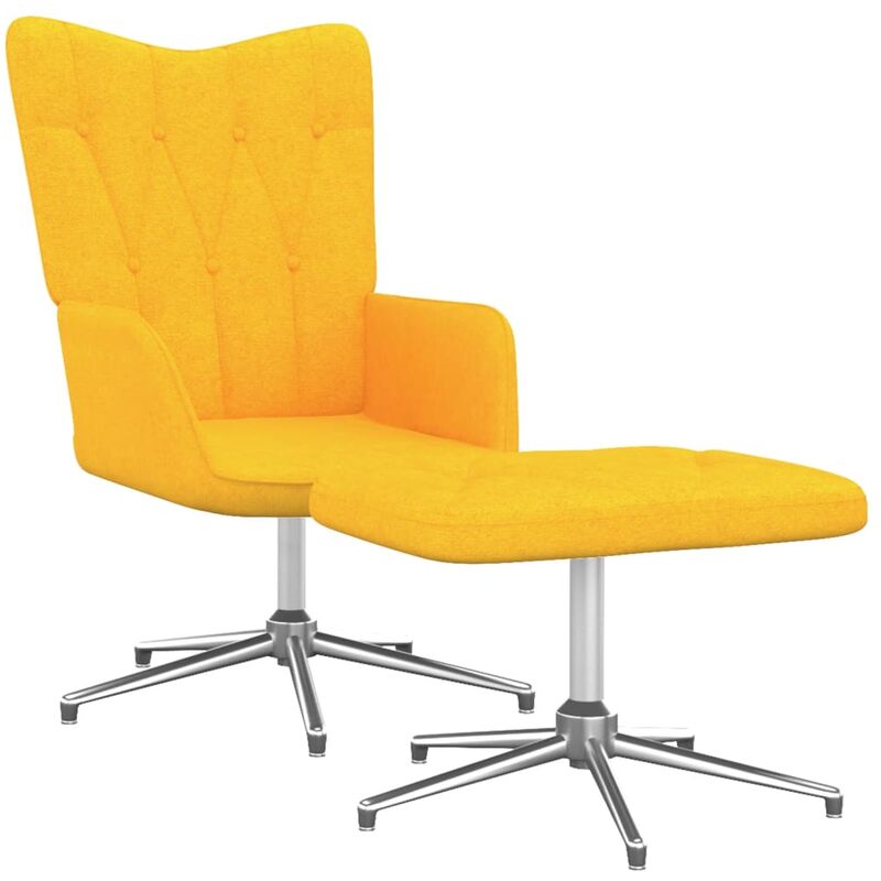 

Silla de relajación con reposapiés tela amarillo mostaza