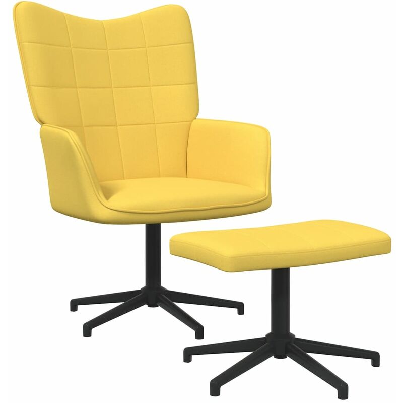 

Silla de relajación con reposapiés tela amarillo mostaza