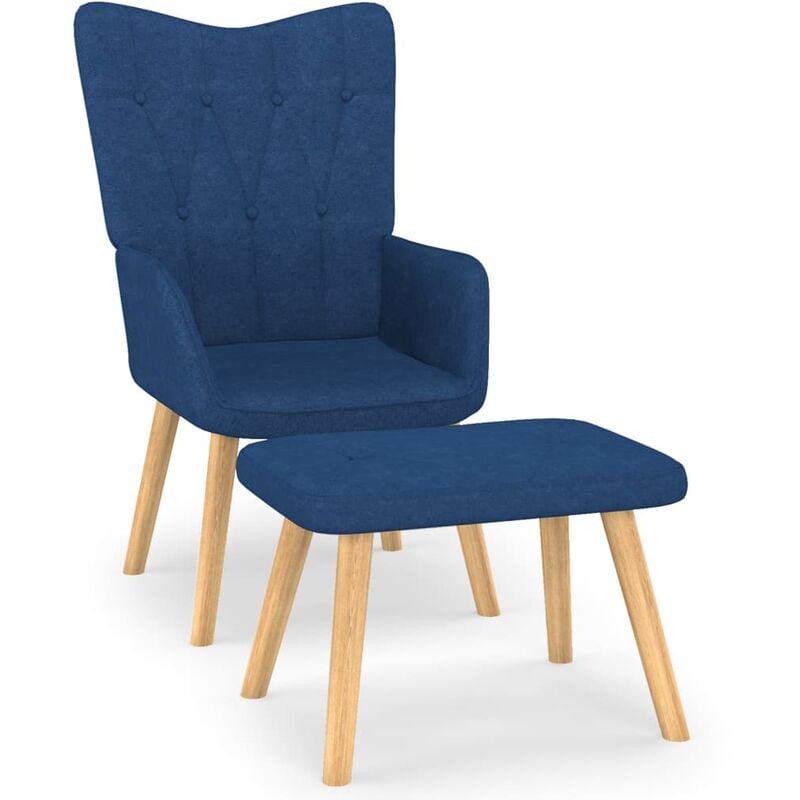 

Silla de relajación con reposapiés tela azul