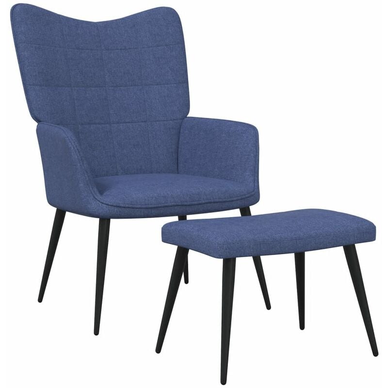 

Silla de relajación con reposapiés tela azul