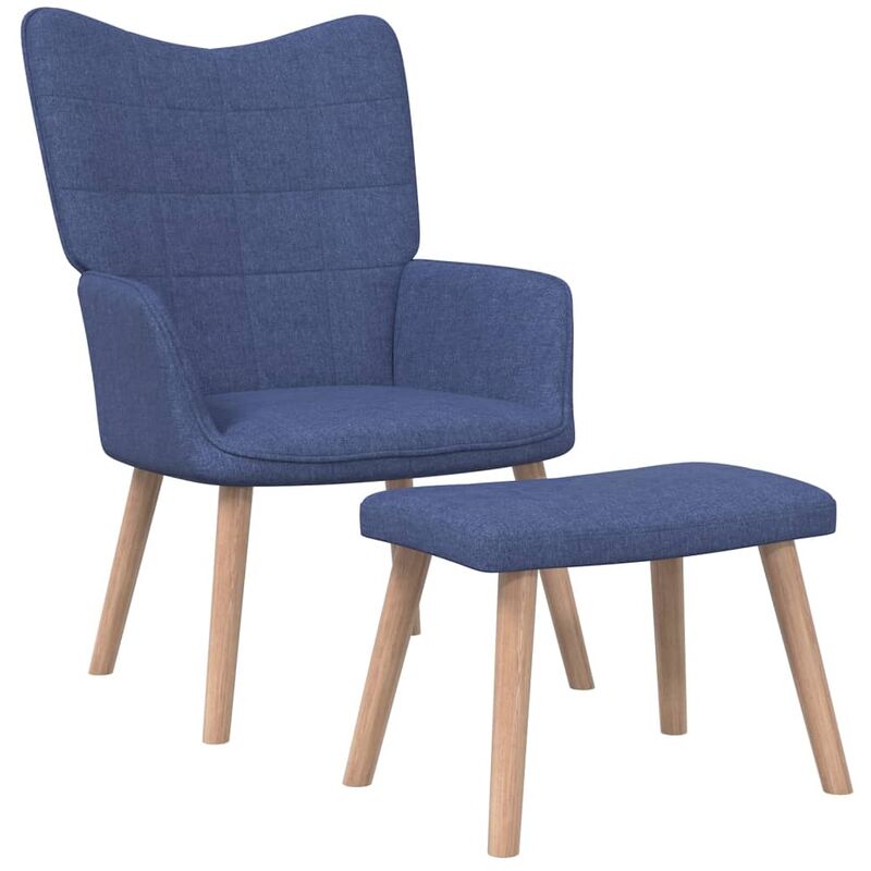 

Silla de relajación con reposapiés tela azul