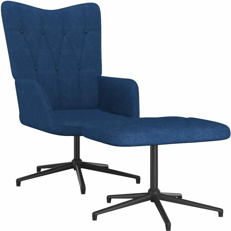 

Silla de relajación con reposapiés tela azul