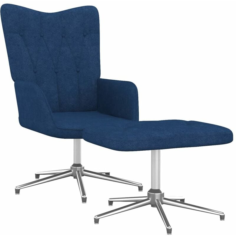 

Silla de relajación con reposapiés tela azul