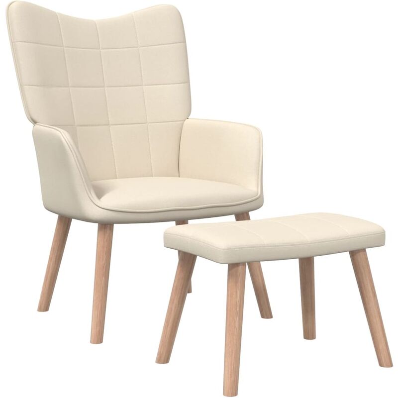

Silla de relajación con reposapiés tela crema