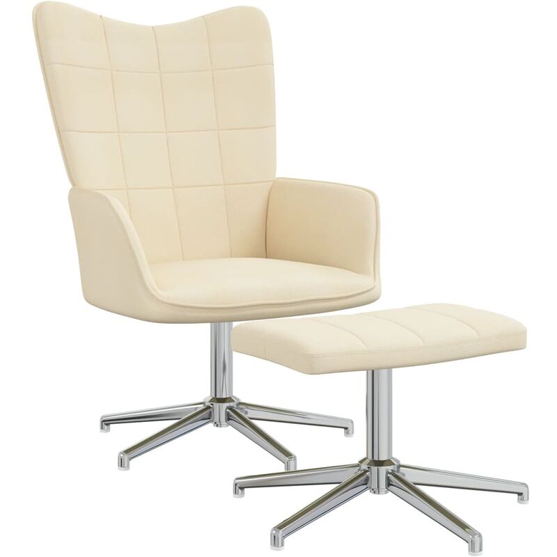 

Silla de relajación con reposapiés tela crema