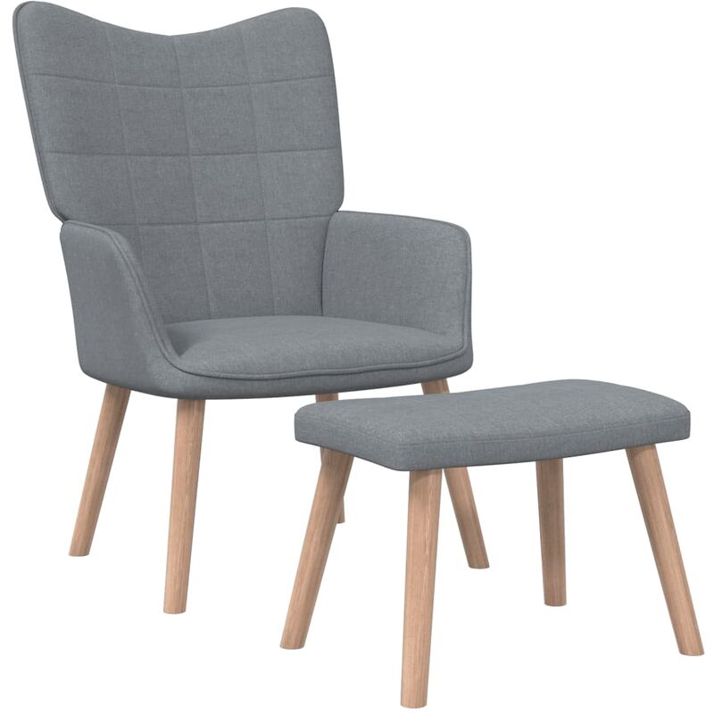 

Silla de relajación con reposapiés tela gris claro