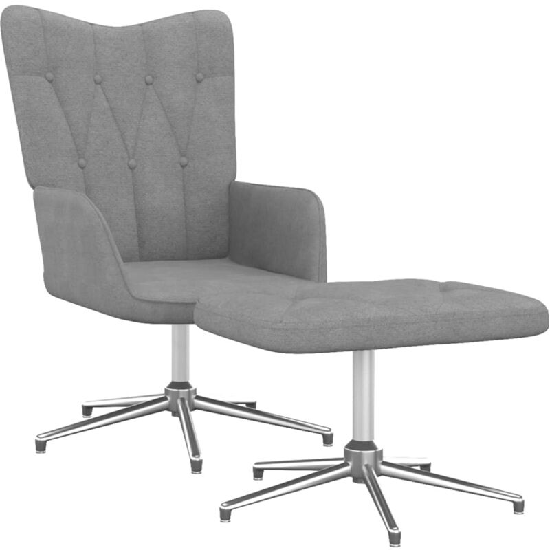 

Silla de relajación con reposapiés tela gris claro