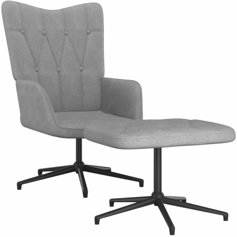 

Silla de relajación con reposapiés tela gris claro