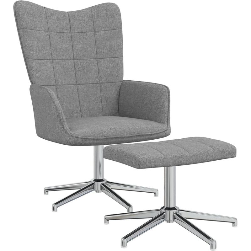 

Silla de relajación con reposapiés tela gris claro