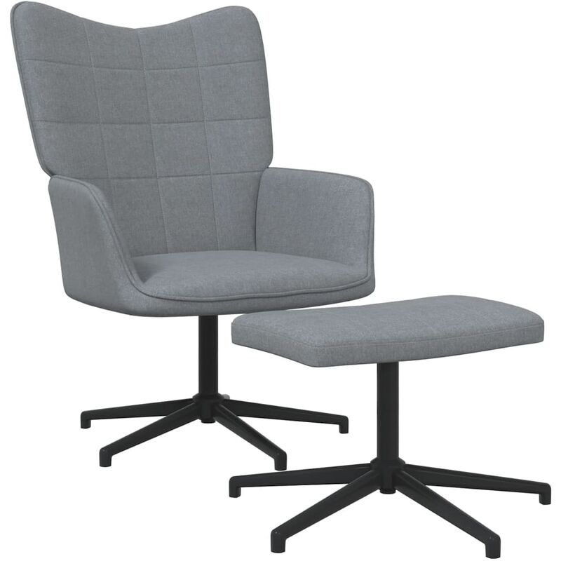 

Silla de relajación con reposapiés tela gris claro