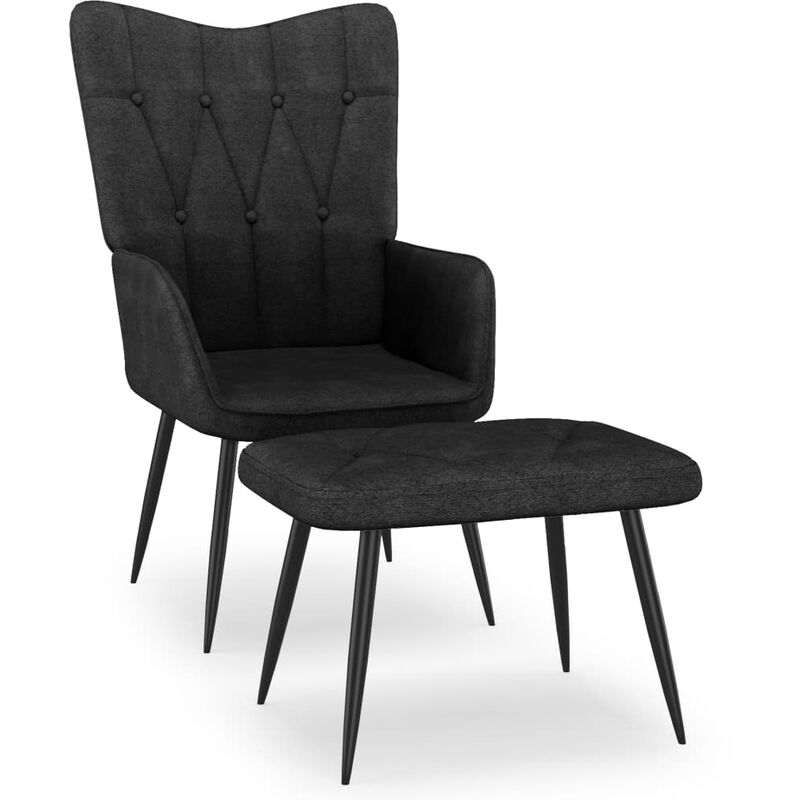 

Silla de relajación con reposapiés tela negra