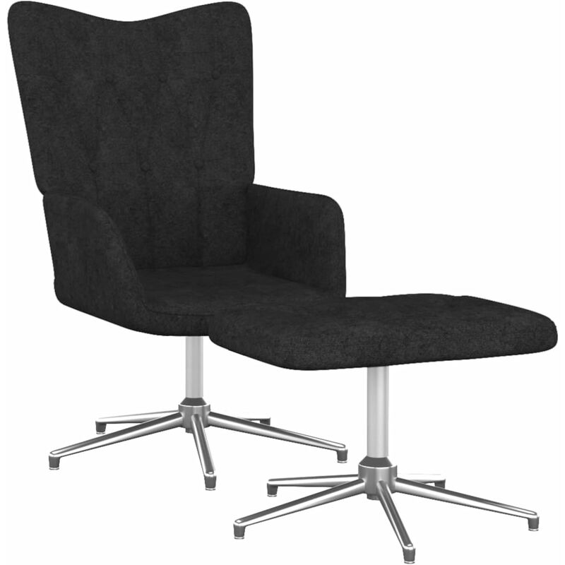 

Silla de relajación con reposapiés tela negra
