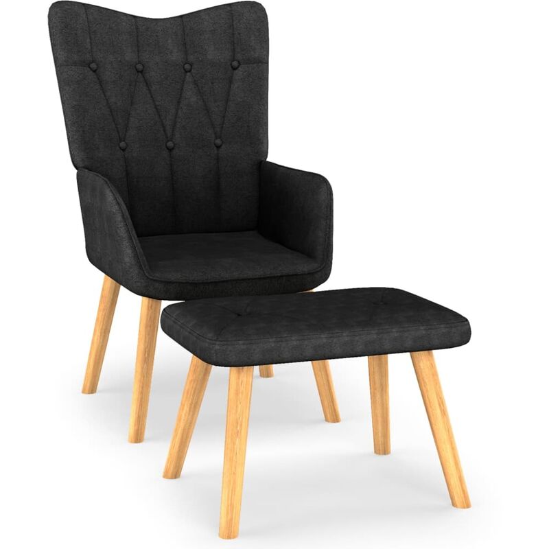 

Silla de relajación con reposapiés tela negro