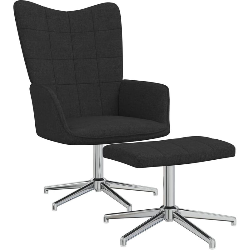 

Silla de relajación con reposapiés tela negro