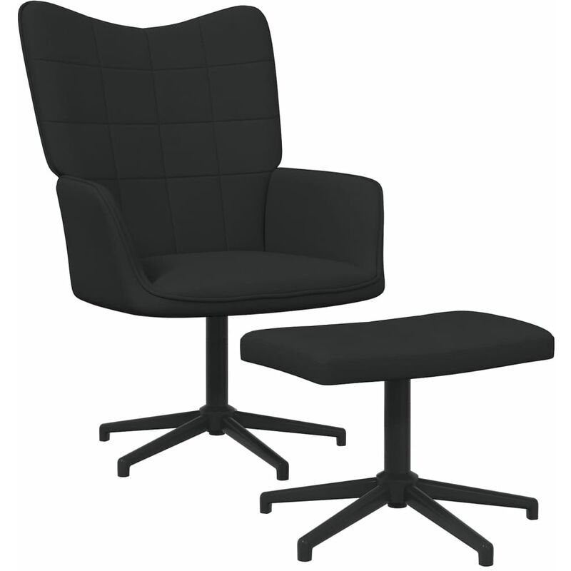 

Silla de relajación con reposapiés tela negro