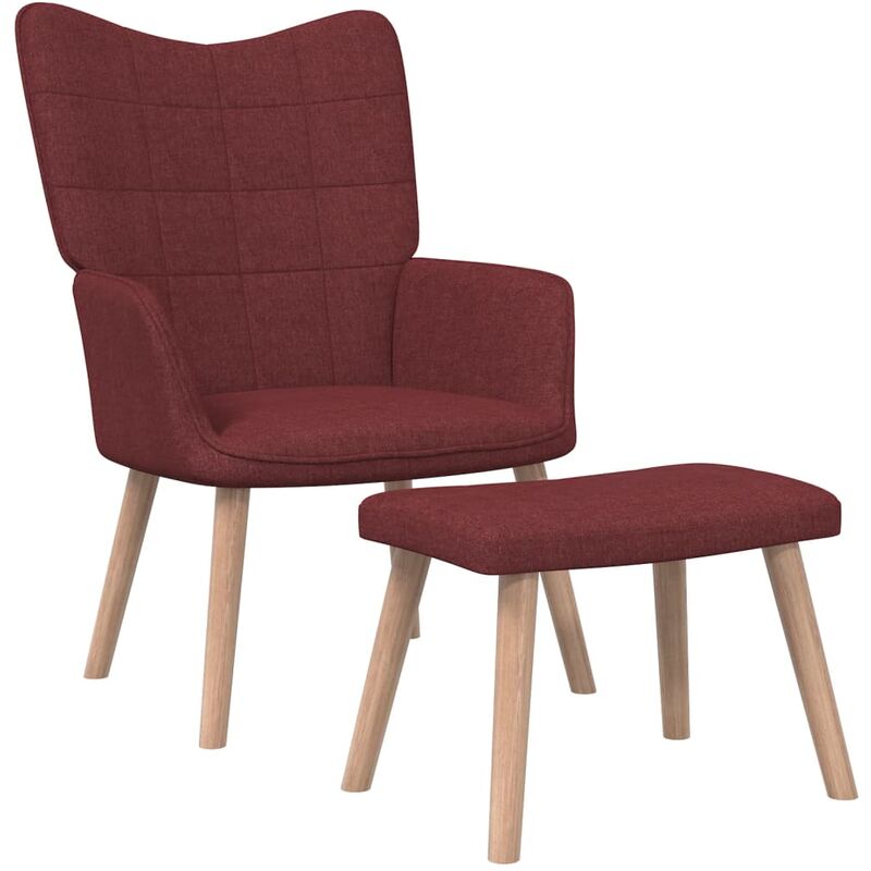 

Silla de relajación con reposapiés tela rojo tinto
