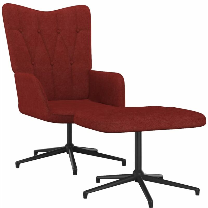 

Silla de relajación con reposapiés tela rojo tinto