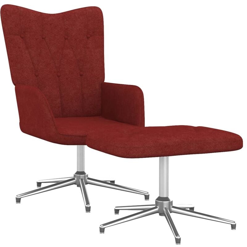 

Silla de relajación con reposapiés tela rojo tinto