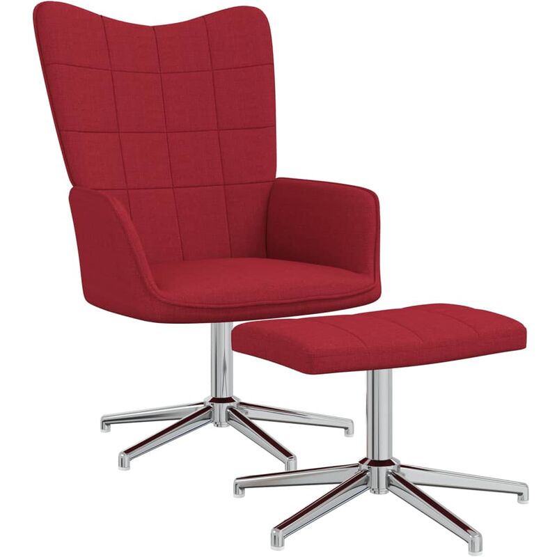 

Silla de relajación con reposapiés tela rojo tinto