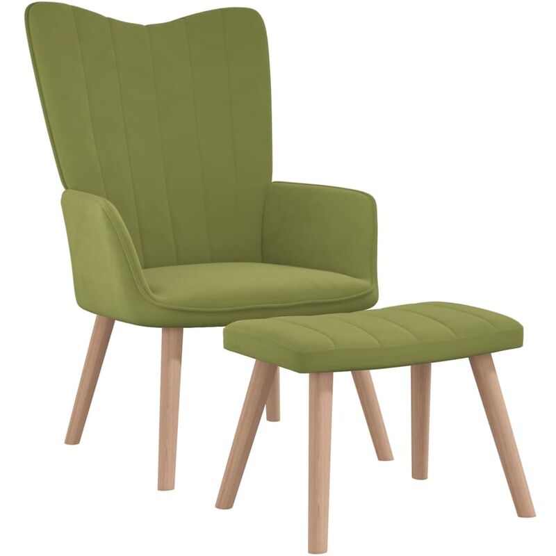 

Silla de relajación con reposapiés terciopelo verde claro