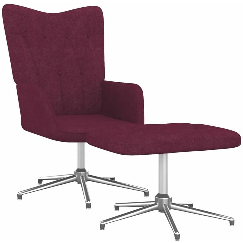 

Silla de relajación con taburete de tela morada