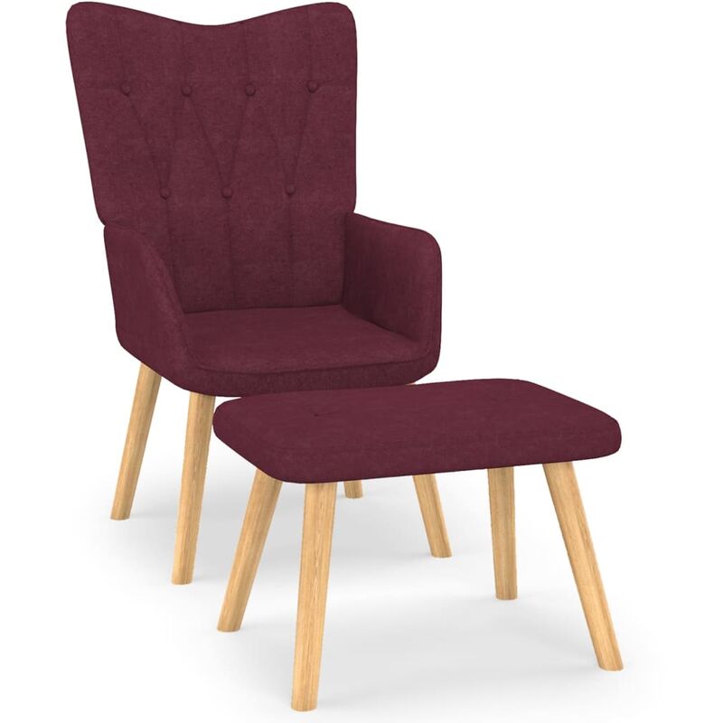 

Silla de relajación con taburete de tela morado