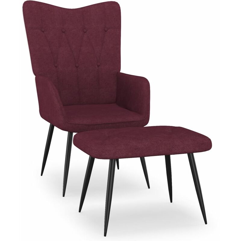 

Silla de relajación con taburete de tela morado