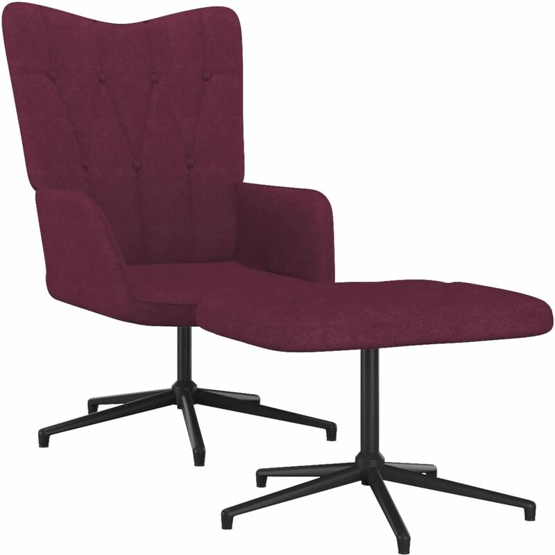 

Silla de relajación con taburete de tela morado
