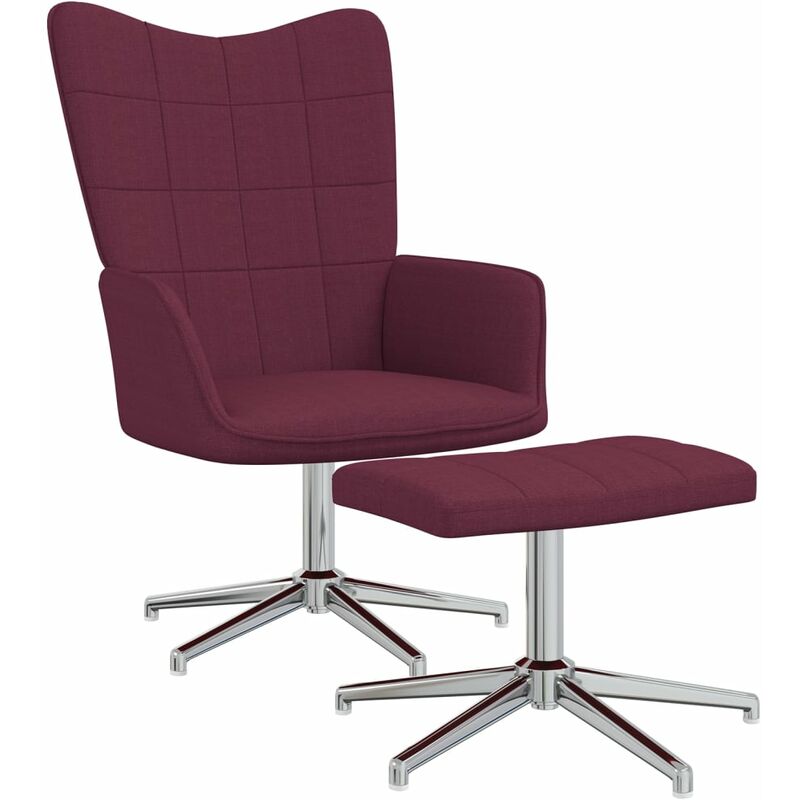 

Silla de relajación con taburete de tela morado