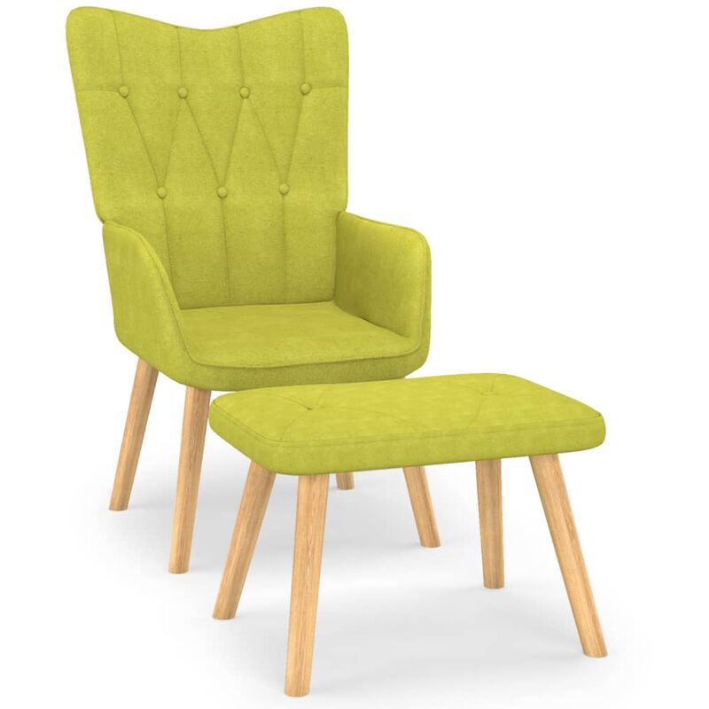 

Silla de relajación con taburete de tela verde