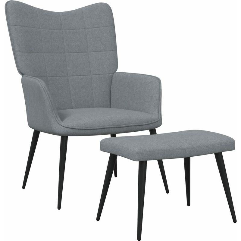 

Silla de relajación con taburete tela gris claro 62x68,5x96 cm