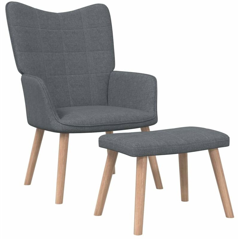 

Silla de relajacion con taburete tela gris oscuro 62x68,5x96 cm