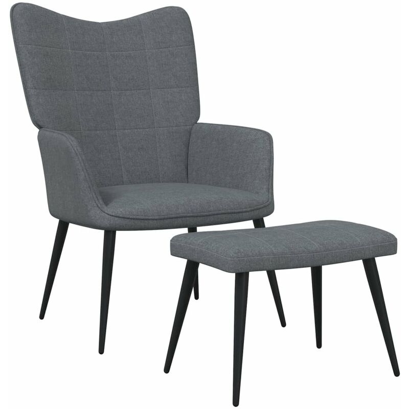 

Silla de relajacion con taburete tela gris oscuro 62x68,5x96 cm