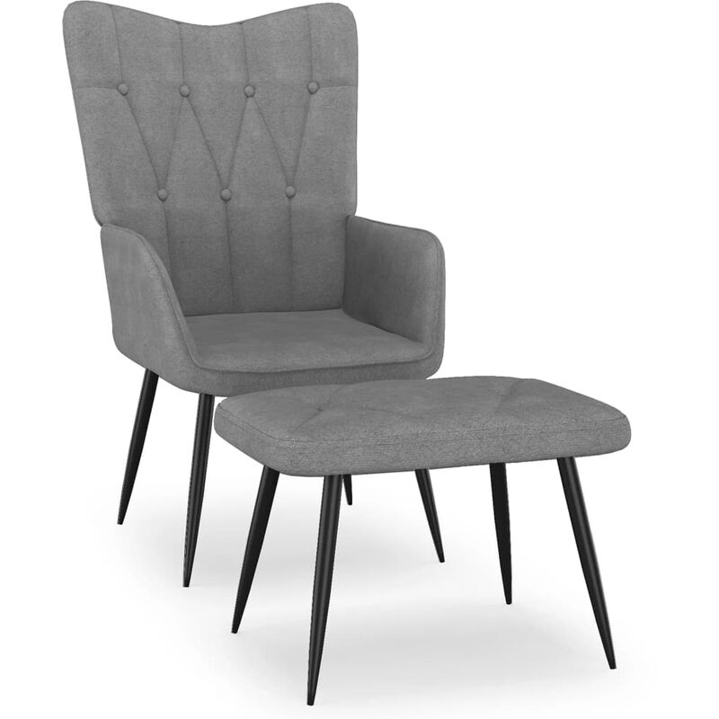 

Silla de relajación con taburete tela gris oscuro