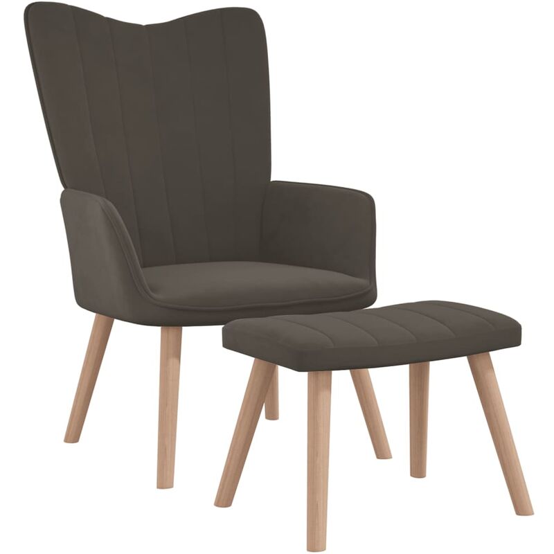 

Silla de relajación con taburete terciopelo gris oscuro