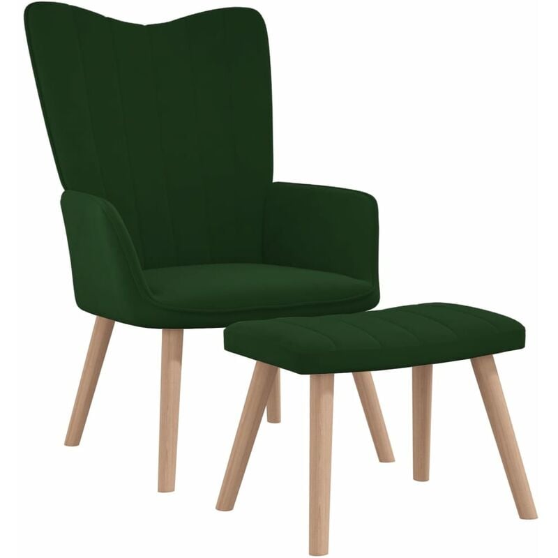 

Silla de relajación con taburete terciopelo verde oscuro
