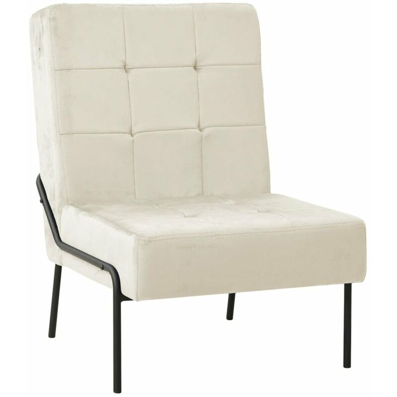 

Silla de relajacion de terciopelo crema blanca 65x79x87 cm